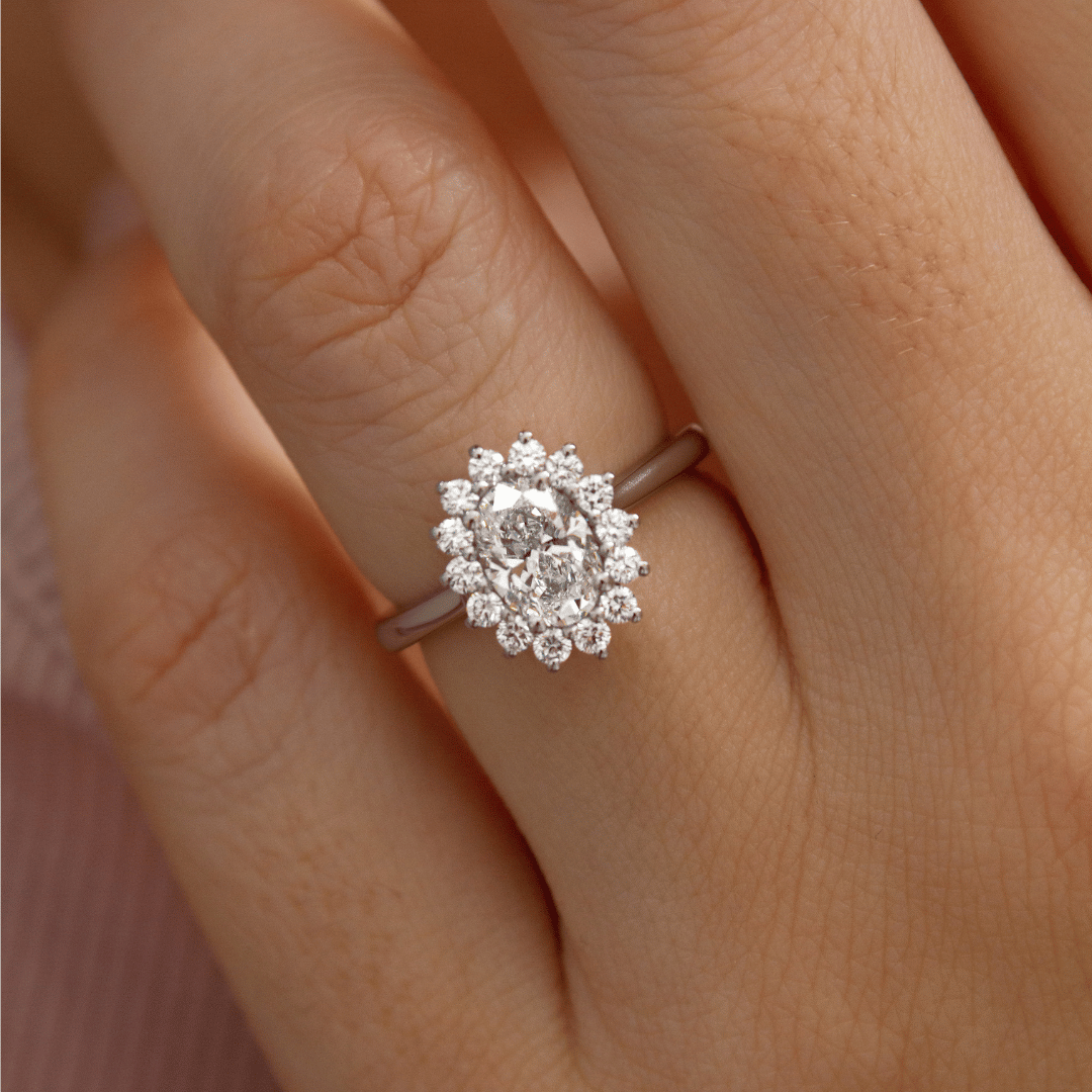 Marquise Shaped Three Stone Lab Grown Diamond Engagement Ring