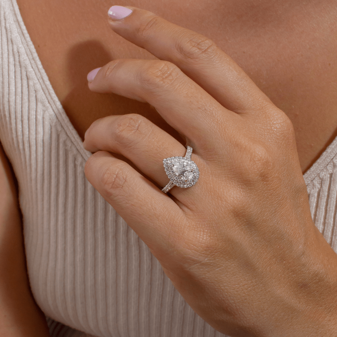 Marquise Shaped Three Stone Lab Grown Diamond Engagement Ring