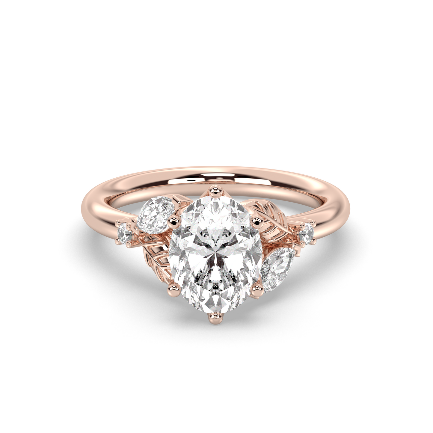 Marquise Shaped Three Stone Lab Grown Diamond Engagement Ring
