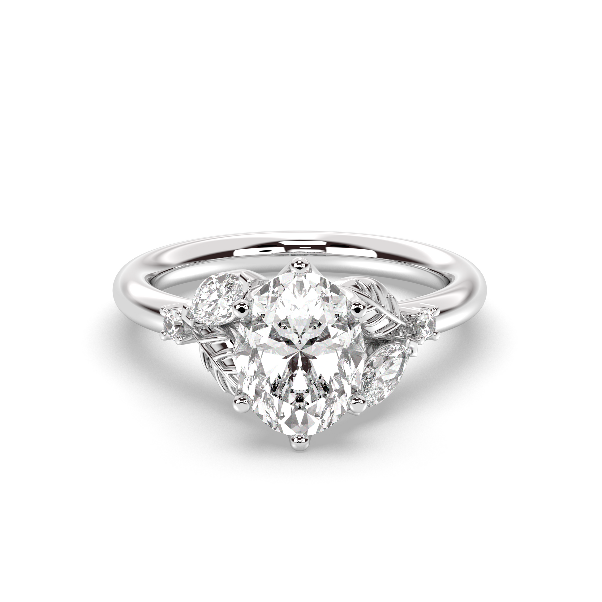 Marquise Shaped Three Stone Lab Grown Diamond Engagement Ring