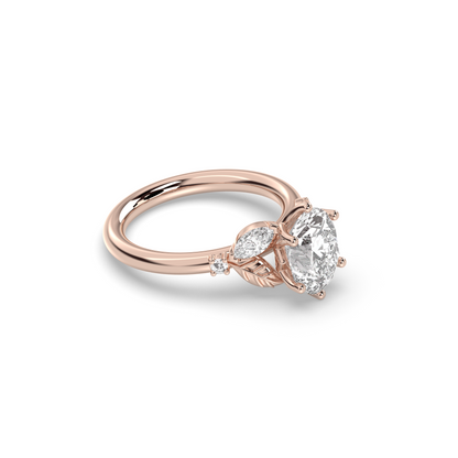 Marquise Shaped Three Stone Lab Grown Diamond Engagement Ring