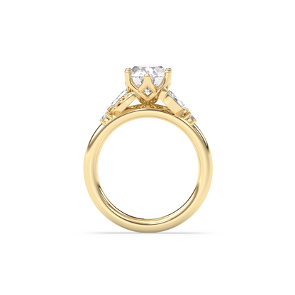Marquise Shaped Three Stone Lab Grown Diamond Engagement Ring