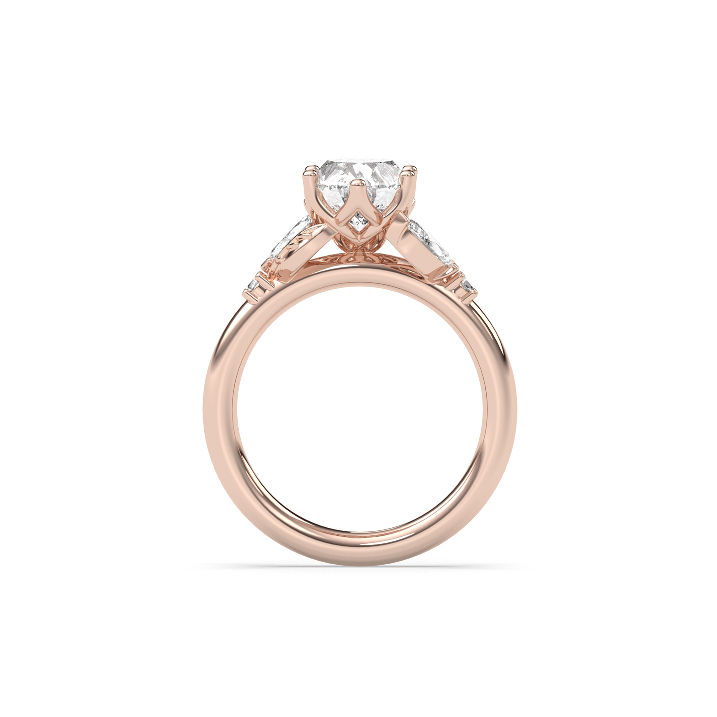 Marquise Shaped Three Stone Lab Grown Diamond Engagement Ring