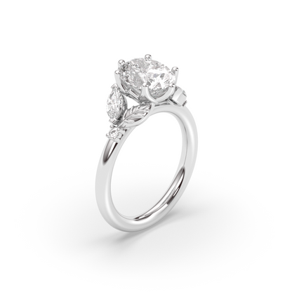 Marquise Shaped Three Stone Lab Grown Diamond Engagement Ring