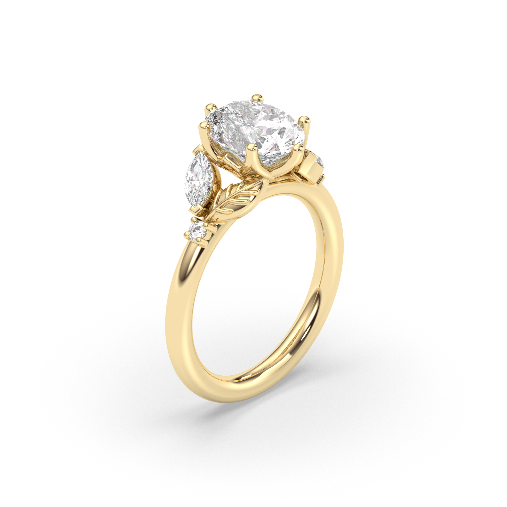 Marquise Shaped Three Stone Lab Grown Diamond Engagement Ring