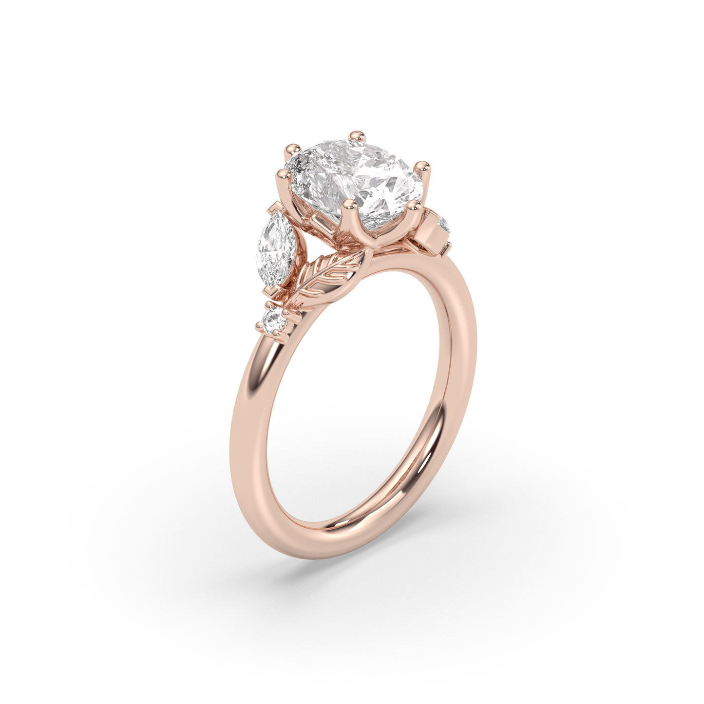Marquise Shaped Three Stone Lab Grown Diamond Engagement Ring