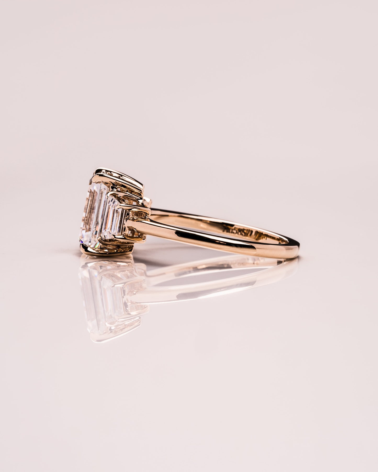0.66 CT Emerald Cut Three Stones Lab Grown Diamond Engagement Ring