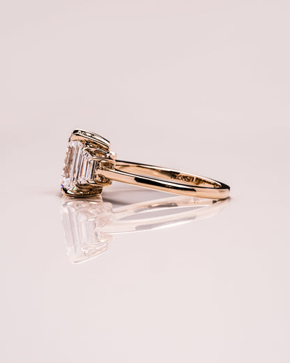 0.66 CT Emerald Cut Three Stones Lab Grown Diamond Engagement Ring