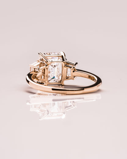 0.66 CT Emerald Cut Three Stones Lab Grown Diamond Engagement Ring