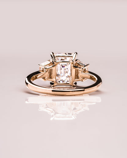 0.66 CT Emerald Cut Three Stones Lab Grown Diamond Engagement Ring