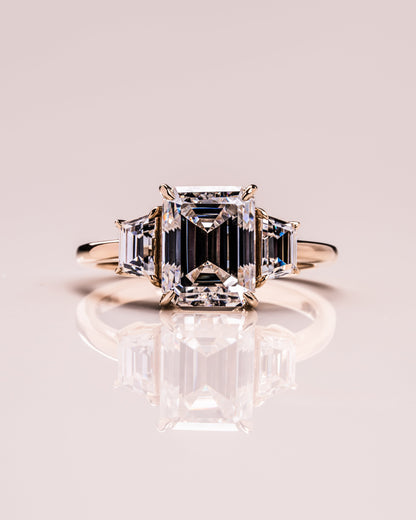 0.66 CT Emerald Cut Three Stones Lab Grown Diamond Engagement Ring