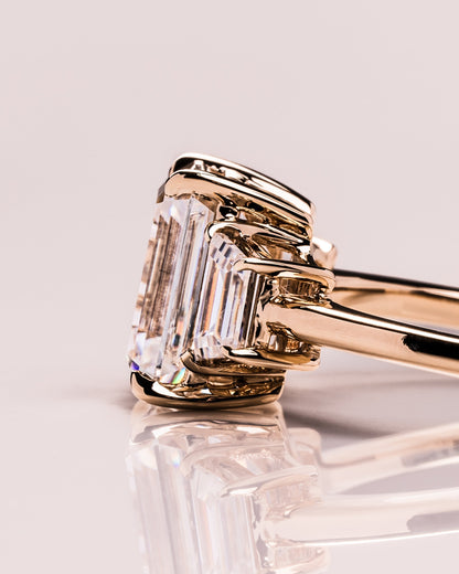 0.66 CT Emerald Cut Three Stones Lab Grown Diamond Engagement Ring