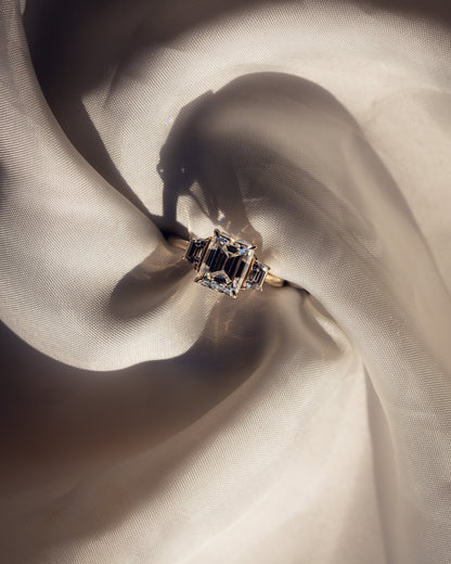 0.66 CT Emerald Cut Three Stones Lab Grown Diamond Engagement Ring