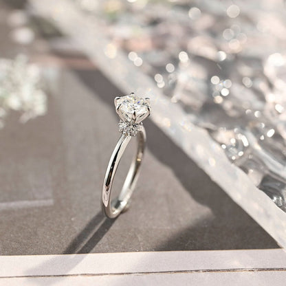 Stunning 2.0 CT Round Moissanite Engagement Ring with Hidden Halo Design 4