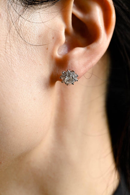 0.50 TCW Round Cut Moissanite Floral Halo Earrings in Gold 6