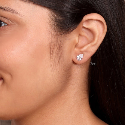 0.75 TCW Pear Cut Moissanite Stud Earrings in Gold 7