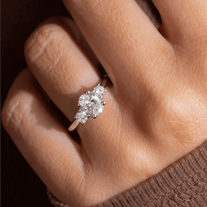Marquise Shaped Three Stone Lab Grown Diamond Engagement Ring