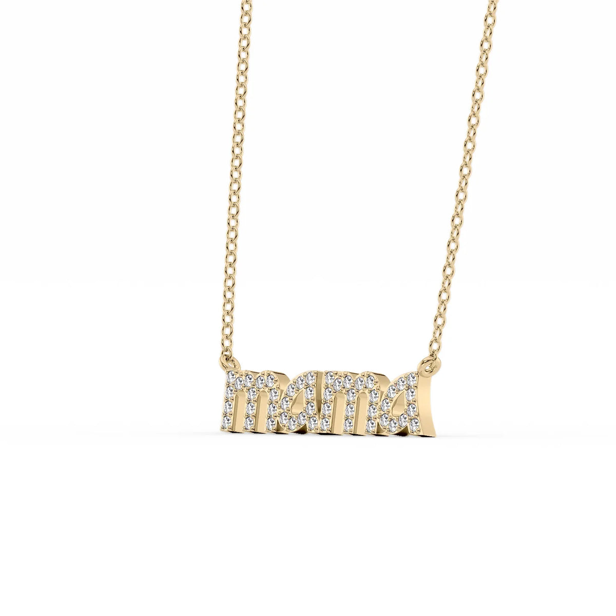 0.2 CT Round Mama Pendant Lab Grown Diamond Necklace in Solid Gold