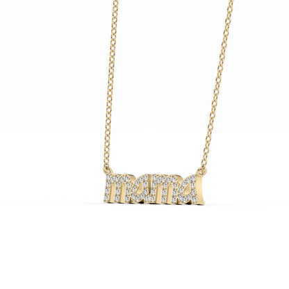 0.2 CT Round Mama Pendant Lab Grown Diamond Necklace in Solid Gold