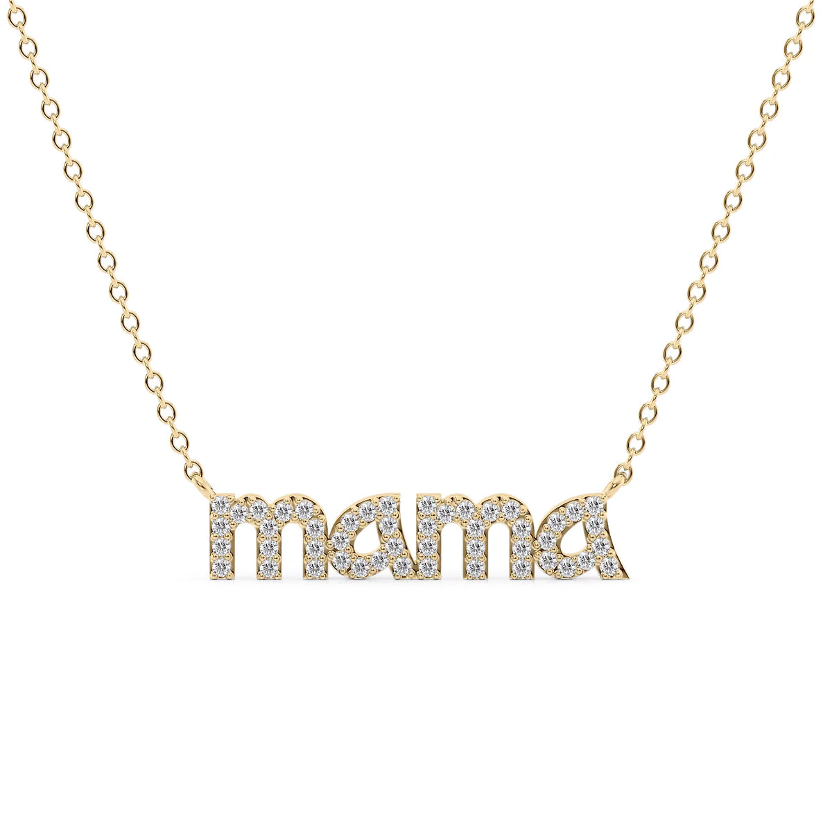 0.2 CT Round Mama Pendant Lab Grown Diamond Necklace in Solid Gold