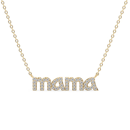 0.2 CT Round Mama Pendant Lab Grown Diamond Necklace in Solid Gold