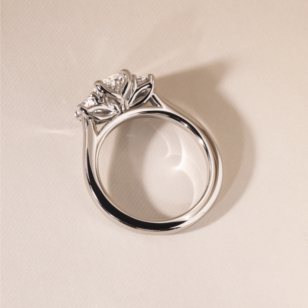 Marquise Shaped Three Stone Lab Grown Diamond Engagement Ring