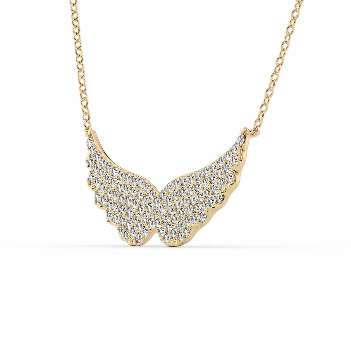 0.65 CT Round Wings Pendant Lab Grown Diamond Necklace in Solid Gold