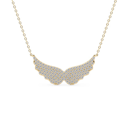 0.65 CT Round Wings Pendant Lab Grown Diamond Necklace in Solid Gold