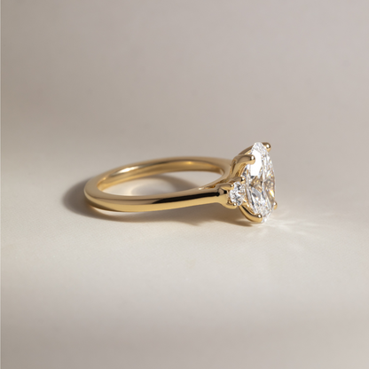 Marquise Shaped Three Stone Lab Grown Diamond Engagement Ring