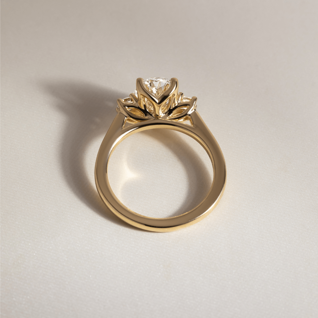 Marquise Shaped Three Stone Lab Grown Diamond Engagement Ring