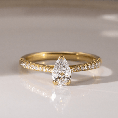 Marquise Shaped Three Stone Lab Grown Diamond Engagement Ring