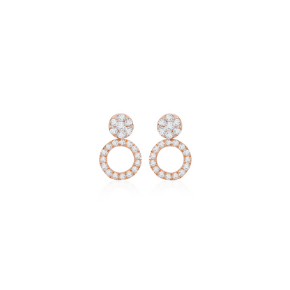 0.57 TCW Round Cut Moissanite 3 in one Halo, Stud & Dangler Earrings in Gold 2