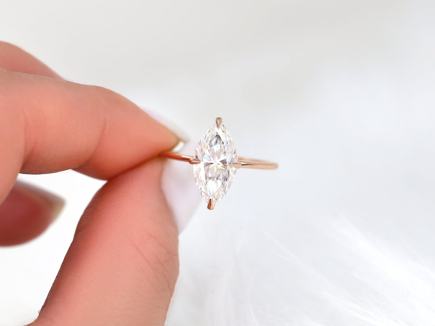 2.8 CT Marquise Cut Dainty Lab Grown Diamond Bridal Ring Set