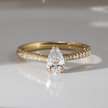 Marquise Shaped Three Stone Lab Grown Diamond Engagement Ring