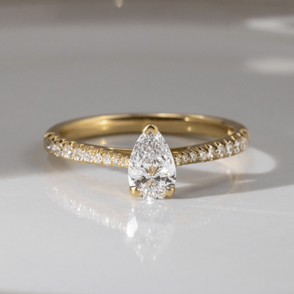 Marquise Shaped Three Stone Lab Grown Diamond Engagement Ring