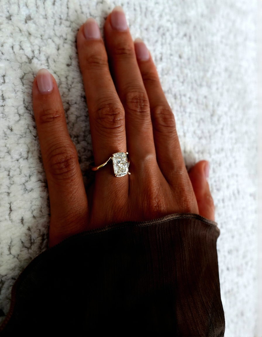 2.5 CT Elongated Cushion Cut Classic Plain Stacking Lab Grown Diamond Bridal Ring Set