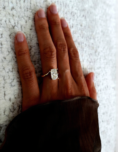 2.5 CT Elongated Cushion Cut Classic Plain Stacking Lab Grown Diamond Bridal Ring Set