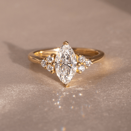 Marquise Shaped Three Stone Lab Grown Diamond Engagement Ring