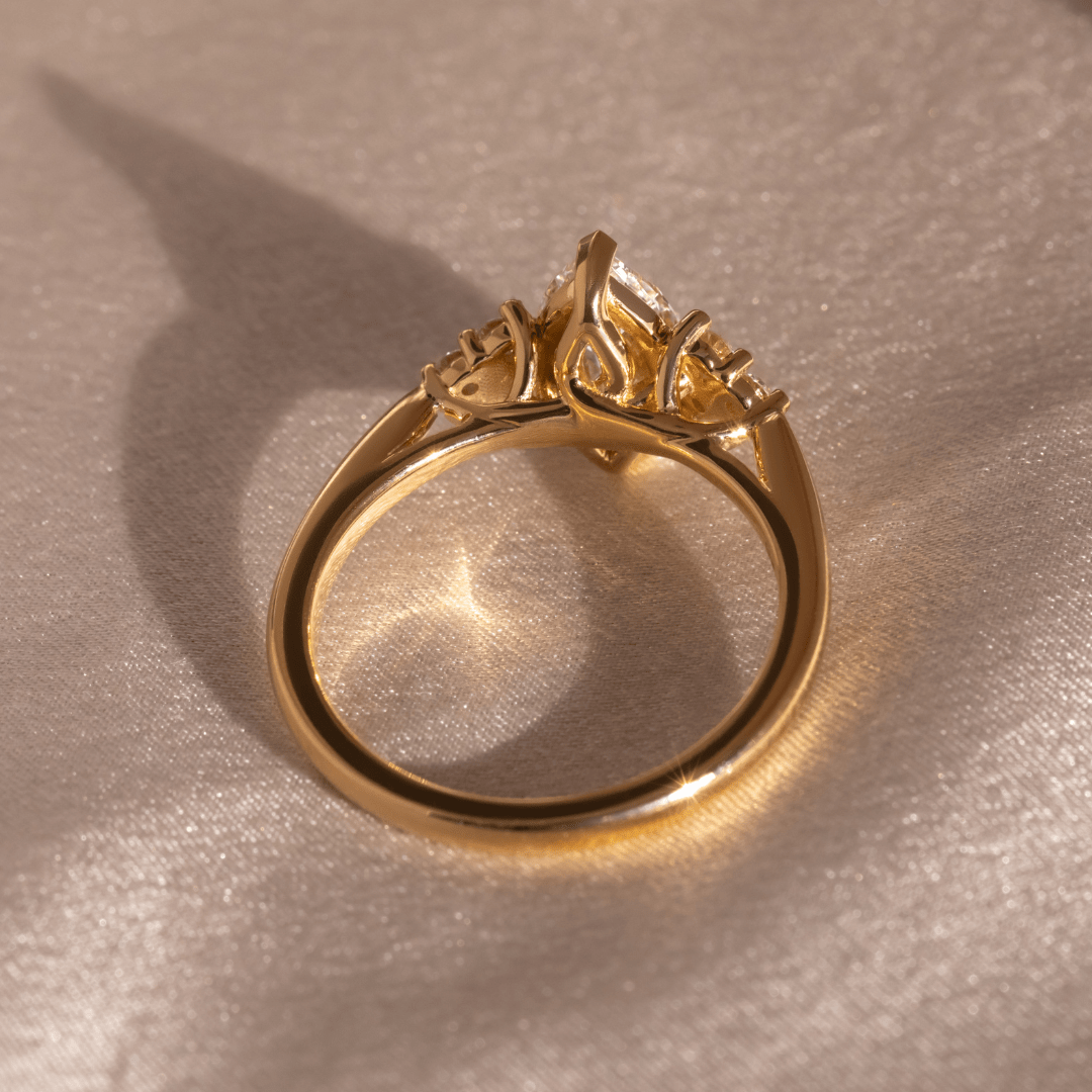 Marquise Shaped Three Stone Lab Grown Diamond Engagement Ring