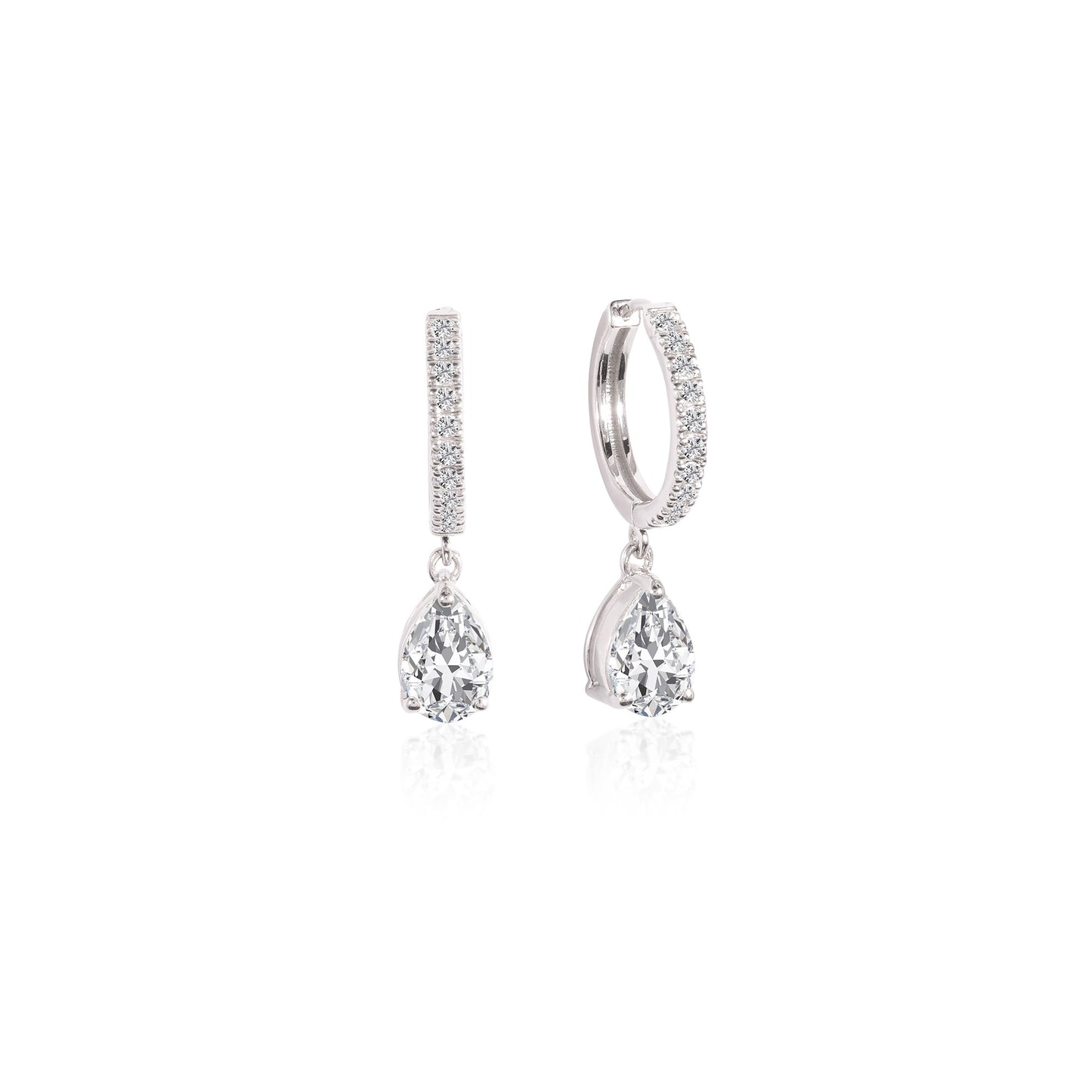 1.64 TCW Round & Pear Cut Moissanite Huggies Earrings in Gold 3