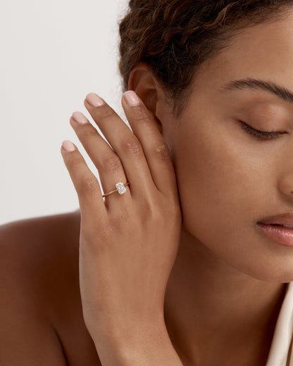 Marquise Shaped Three Stone Lab Grown Diamond Engagement Ring