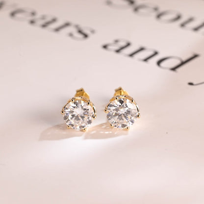1.0 TCW Round Cut Moissanite Stud Earrings in Gold 8