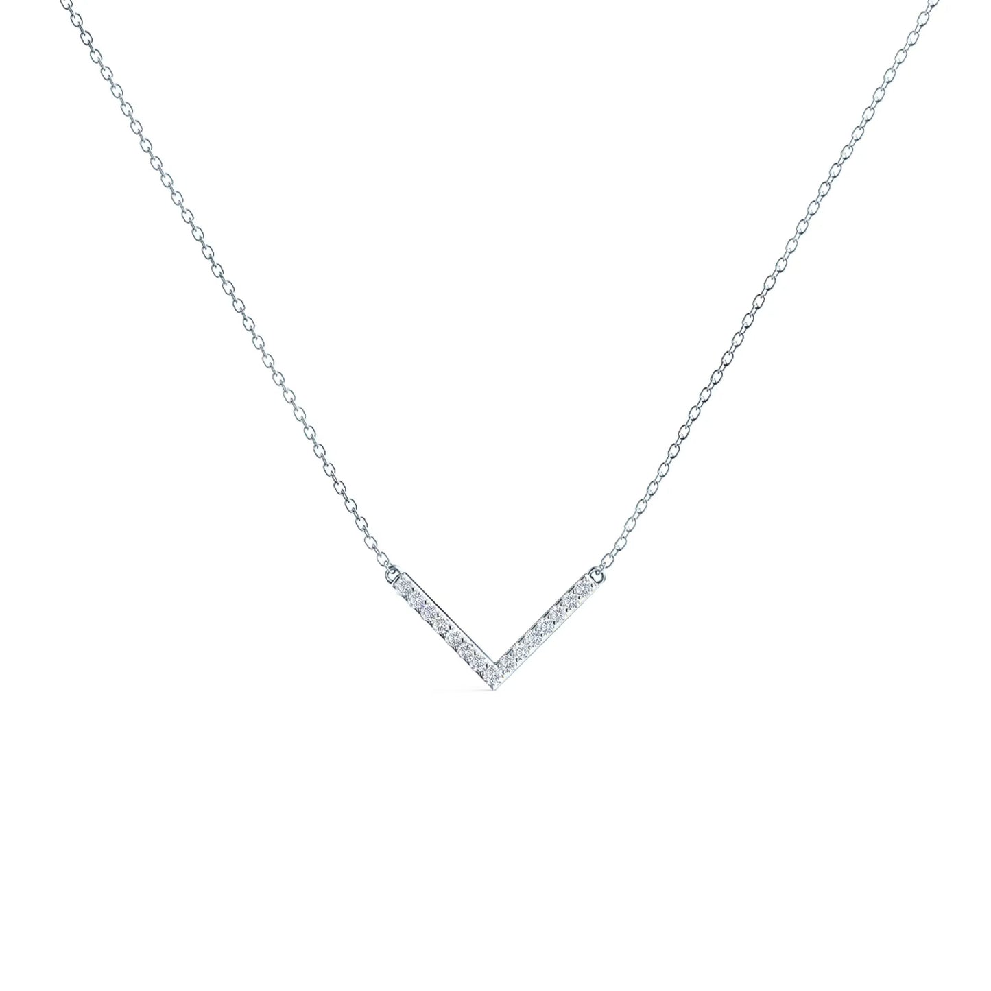 0.40 CT Round Moissanite Diamond V-Shape Pendant Necklace in Solid Gold 5