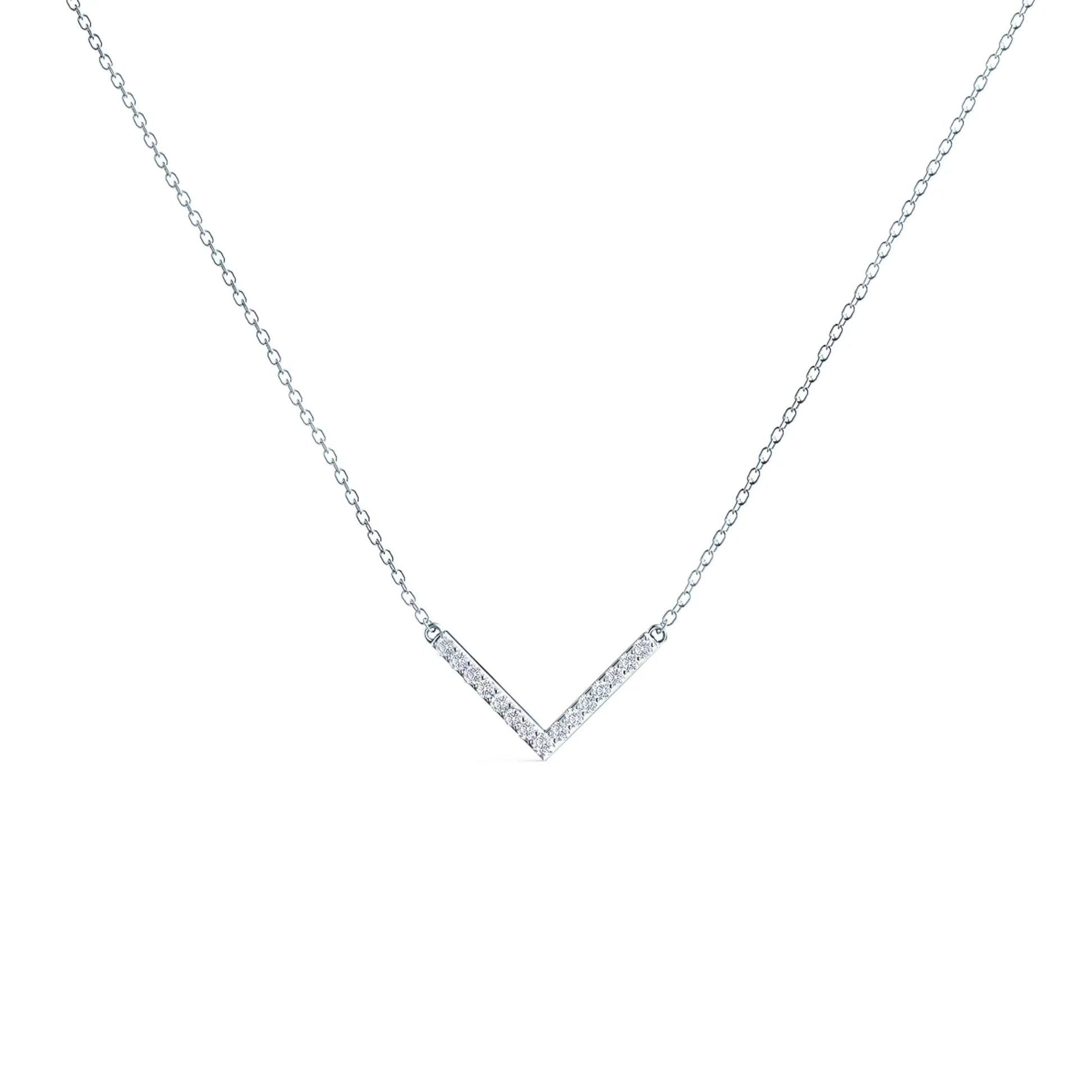 0.40 CT Round Moissanite Diamond V-Shape Pendant Necklace in Solid Gold 5