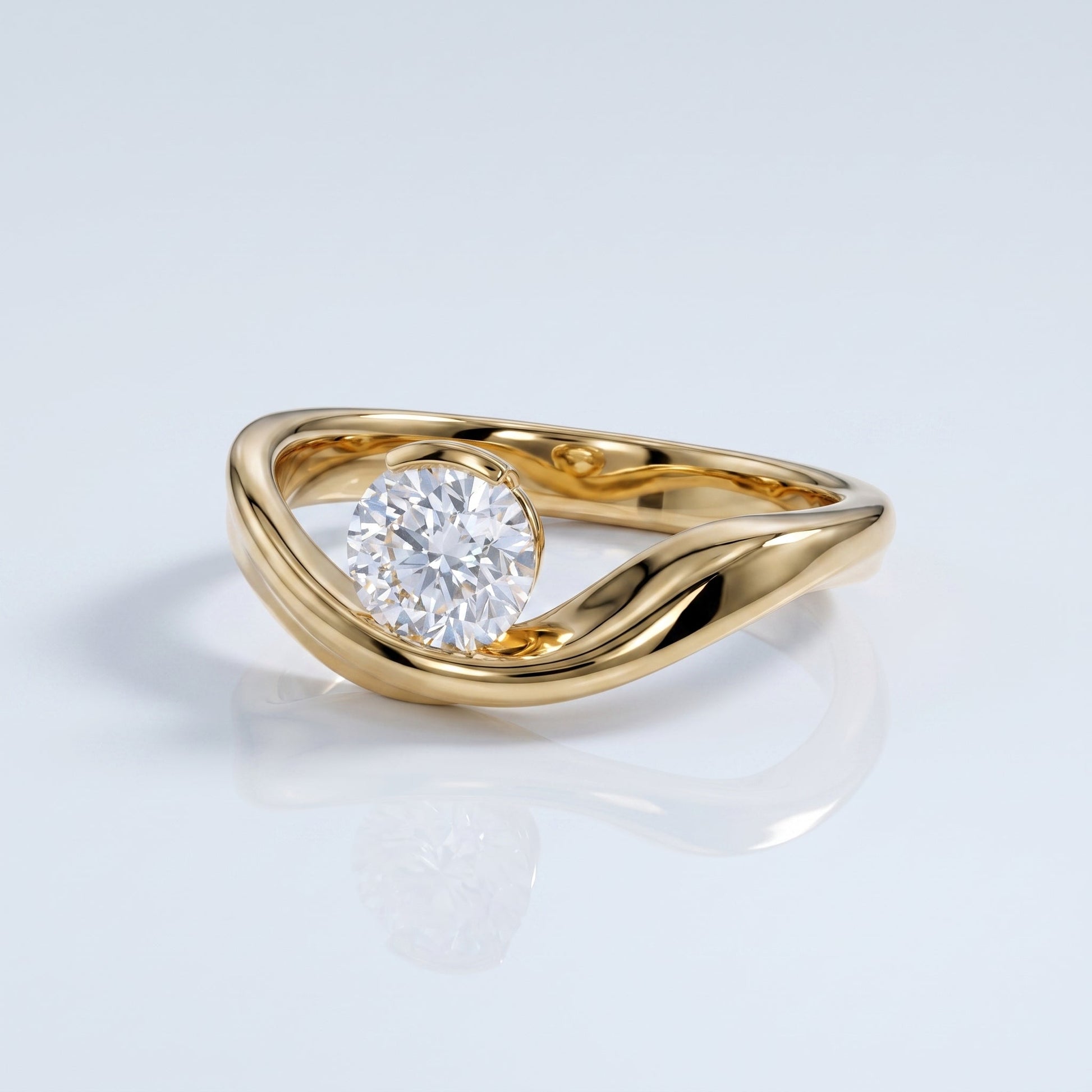 Marquise Swirl Solitaire Engagement Ring – 1 CT Lab Grown Diamond