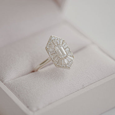 Marquise Shaped Three Stone Lab Grown Diamond Engagement Ring