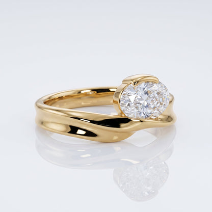 Marquise Swirl Solitaire Engagement Ring – 1 CT Lab Grown Diamond