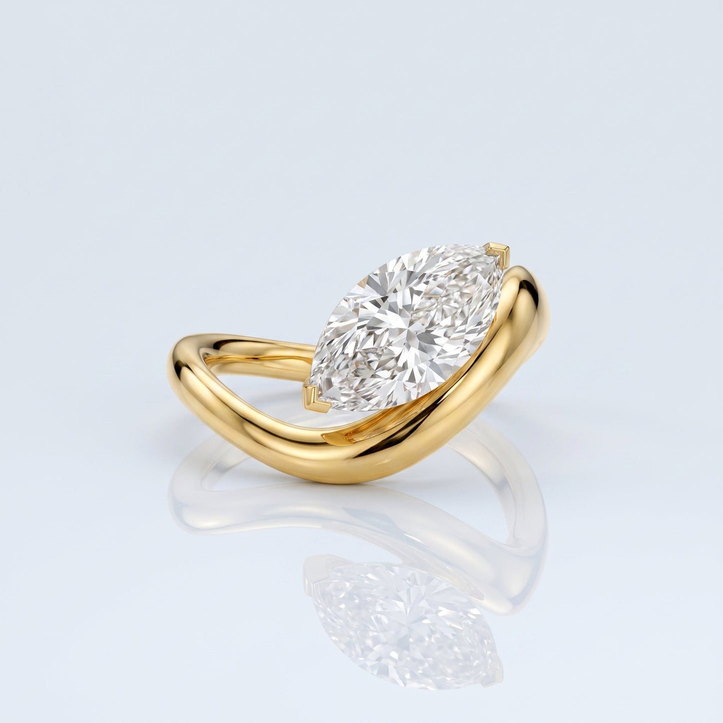 Marquise Swirl Solitaire Engagement Ring – 1 CT Lab Grown Diamond