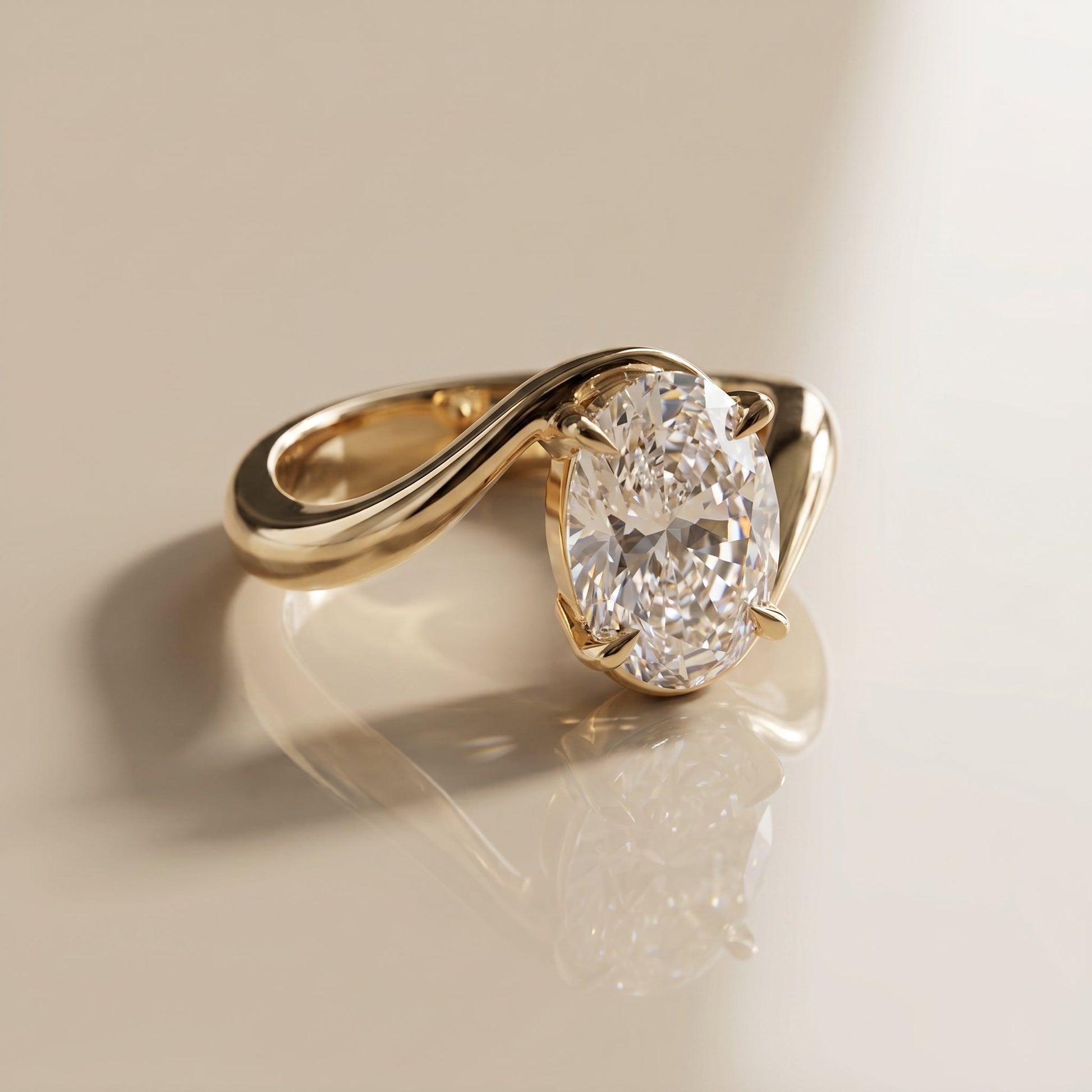 Oval Solitaire Engagement Ring – 2 CT Lab Grown Diamond