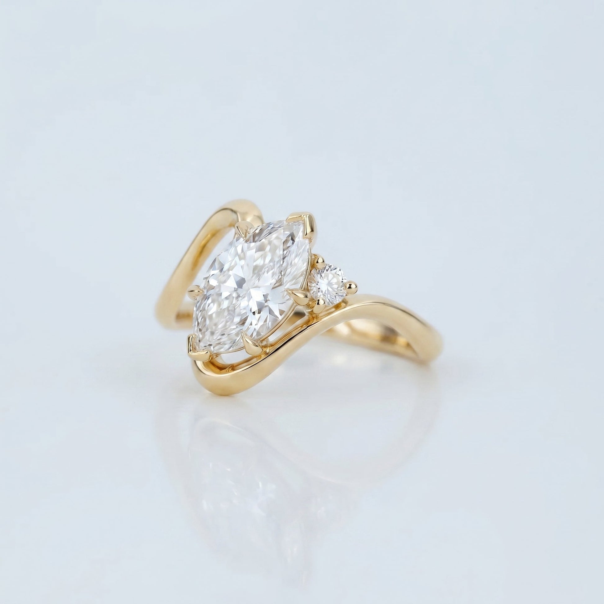 Marquise Swirl Solitaire Engagement Ring – 1 CT Lab Grown Diamond